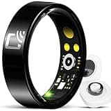 Hugrow Smart Ring for Men Women - NFC Sleep Fitness Step Tracker Ring Monitor for Heart Rate/Calories Bluetooth Ring Contact Sensor for iOS Android Black #09