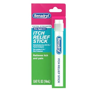 Benadryl Extra Strength Anti-Itch Relief Stick, Bug Bite Itch Relief, Diphenhydramine HCl Topical Analgesic & Zinc Acetate Skin Protectant, Great for Camping Essentials, 0.47 fl oz (Pack of 3)