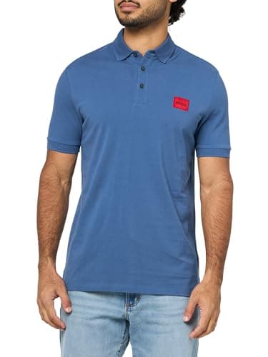 HUGO, Slim Fit Square Logo Cotton Polo Shirt, Skyline Blue, M