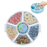 Pawtong Kids Snack Spinner Container Reusable Snack Box with 5 Compartment Dispenser and Lid, Color Matching Opening Lid, BPA and PVC Free, for Toddlers, Babies, Home, School, Travel (1Pack- Blue)