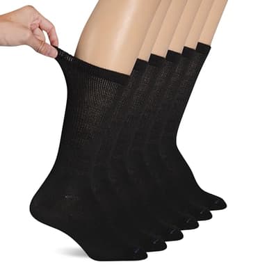 Dr. Scholl's Women's Diabetes and Circulatory Crew Socks Value Pack 6 Pair - Black - Women's Shoe Size: 4-10