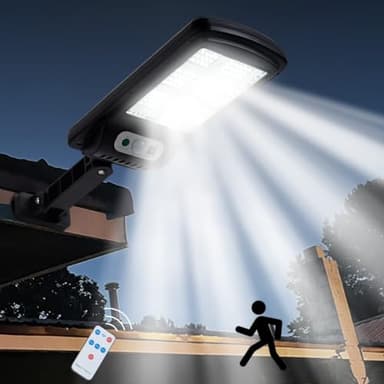 Viruhaka Solar Outdoor Lights,100W Street Lights with 10000LM Hight Brightness, IP66 Waterproof Security Flood Light, Dusk to Dawn Solar Street Lights,for Exterior Wall, Patio, Yard, Deck, Garden