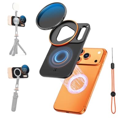 K&F CONCEPT Double-Sided Magnetic Lens Filter Mount Adapter with 58mm Variable ND2-32 Filter, Compatible with iPhone 17 Pro and 58mm Threaded Filters, VND Filter Compatible with iPhone Camera Lens