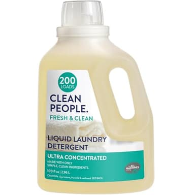 The Clean People Liquid Laundry Detergent - Recyclable Packaging, Stain Fighting - Ultra Concentrated, Laundry Soap - Fresh Scent, 200 Loads