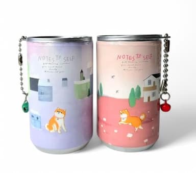 Wet Wipes Cans, Mini Wet Wipes with Vitamin-E & Aloe, Travel Wipes cans, Multipurpose, Cans Keychain Kawaii Style (Dog Shiba Puppy) for Adult and Kids, total 2Cans -60 Wipes (peach +lavender, smal)