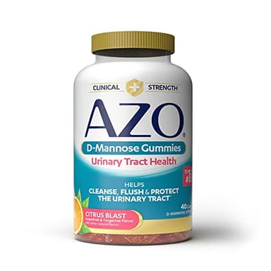AZO D Mannose Urinary Tract Health Gummies, 40 Count, Clinical Strength 2000mg, Helps Cleanse, Flush & Protect, No.1 Pharmacist Recommended Brand, Vegan Tangy Citrus Blast Flavor, Non-GMO, Gluten Free