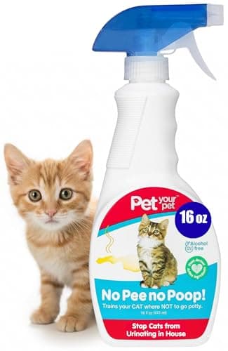 PET YOUR PET Cat Potty Training Spray No Pee No Poop, 16 Fl Oz, Non Toxic Spray for Cats Only, Natural Pee Deterrent, Stops Urine Marking and Pooping, Indoor Outdoor Keep Off