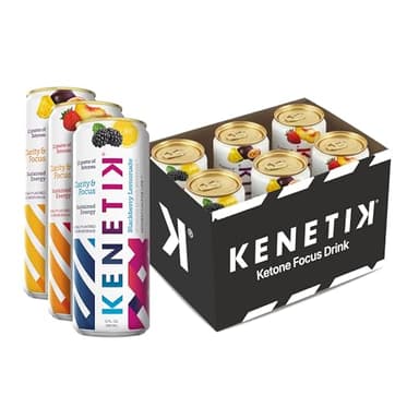 KENETIK Caffeine-Free Focus Drink – Brain Fuel for Mental Clarity and Cognitive Endurance, Sugar-Free, Bioidentical Ketones (D-BHB), 12oz – 6 Pack, Variety