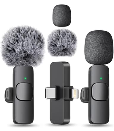 MAYBESTA Wireless Mini Microphone for iPhone, Android Phone - Lavalier Lapel Mic for Audio Video Recording - Clip on Content Creator Microphones for YouTube Tiktok Podcast Vlogging