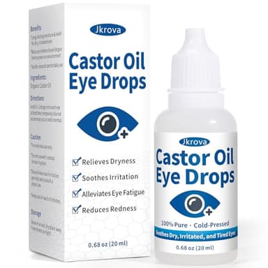 Natural Castor Oil Eye Drops – Deep Hydration & Soothing Relief for Dry, Irritated, Itchy & Tired Eyes | 100% Organic Cold-Pressed Castor Oil – Natural & Safe | 0.68 FL OZ