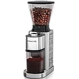 Aromaster Conical Burr Coffee Grinder Electric,Coffee Bean Grinder with 48 Gind Settings for Home Use,40 Seconds Adjustable Timer,Stainless Steel,Anti-static,Silver