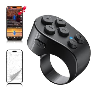 TikTok Scrolling Ring Remote Control,Page Turner for iPad iPhone & Android Tablet,Bluetooth Camera Remote, Scrolling Ring for TikTok,YouTube,Instagram,iOS,Android (Black)