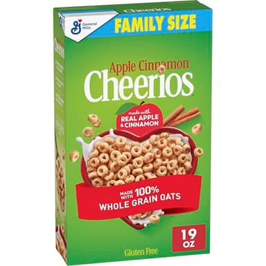Apple Cinnamon Cheerios, Heart Healthy Gluten Free Breakfast Cereal, Made with Whole Grain Oats, Family Size, 19 oz