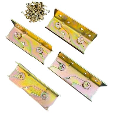 NINESTYLE Bed Rail Brackets, Bed Frame Bracket Connectors for Wooden Beds Heavy Duty Non-Mortise Bracket Fasteners Bed Rail Fittings Set of 4 Screws Included