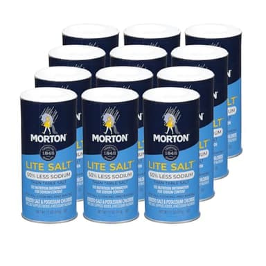 Morton Lite Salt, No Artificial Color, Low Sodium Salt for Cooking, Seasoning & Baking, 11 oz, Pack of 12