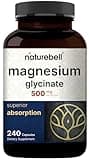 Magnesium Glycinate Capsules 500mg | 240 Count, 100% Chelated & Purified, 3rd Party Tested, Non-GMO & Gluten Free
