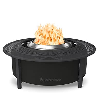 Solo Stove 52.6 Inch Fire Pit Surround Tabletop - Portable Protective Barrier for Wood Burning Fire Pits for Safety & Extra Space - Powder-Coated Steel and UV-Resistant Outdoor Fabric, Black