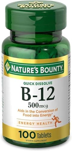 Nature’s Bounty Vitamin B-12 500 mcg, 100 Count (Pack of 2)