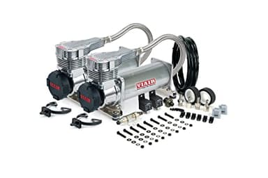VIAIR 485C Dual Air Compressor for Air Suspension (2 Pack) 12V Continuous Duty Cycle Compressor for Air Tanks, Bags, Air Horns 200 PSI (Platinum)