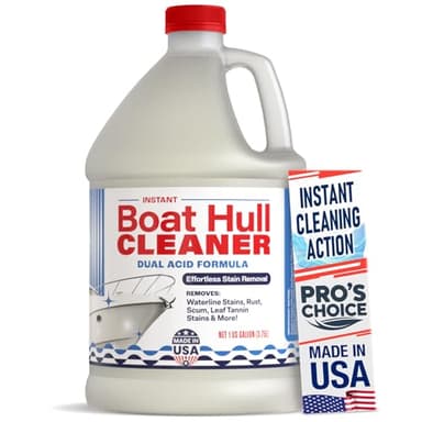 [1 Galllon] Instant Boat Hull Cleaner - Made in USA - Powerful Dual Acid Formula Easily Removes Scum Lines, Rust Stains, Hard Waterlines, & More from Fiberglass, Gelcoat & Painted Boat Surfaces