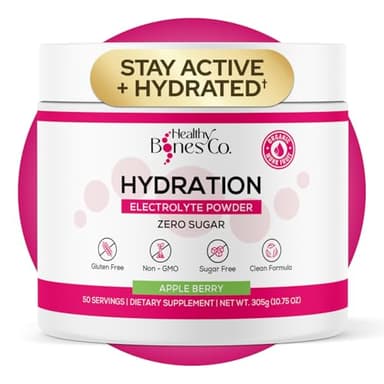 Sugar-Free Electrolyte Powder Drink Mix Fast Hydration Naturally Sweetened with Organic Monk Fruit, Apple Berry Flavor (305g) with Key Electrolytes and Trace Minerals –Keto Friendly, Vegan