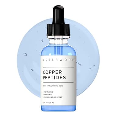 Asterwood Copper Peptides Serum for Face - with GHK-Cu Peptide and Hyaluronic Acid - Anti-Aging Facial Serum - 1 Fl Oz