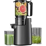 Cold Press Juicer, Masticating Juicer with 5.4" Wide Feed Chute, 350w Slow Juicer Machines Fit Whole Vegetables and Fruits,Juice Extractor Machine with High Juice Yield, Easy to Clean(Black)