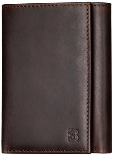 SERMAN BRANDS Trifold Wallet for Men - RFID Blocking Full Grain Leather, 11 Card Slots & ID Window, Slim Everyday Carry, Durable Stitching, Gift for Him