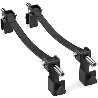 Synergee Safety Straps for 2x2 Power Racks – 23" Max Inside Depth – 750 lb Capacity Barbell Catch Straps with Quick-Mount Brackets & 5/8"–1" Hole Converters