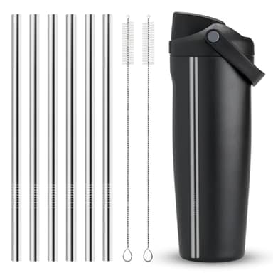 XZESH 6Pcs Metal Straw Replacement Compatible With Owala FreeSip Sway 30oz Water Bottle, With 2 Straw Cleaner, Reusable Stainless Steel Straws for Owala