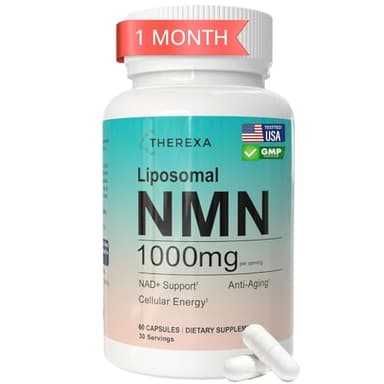 NMN Supplement 1000mg Pure - Liposomal NMN for NAD+ Supplement, Tested in USA, 60 Capsules