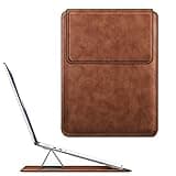 Fintie Sleeve Case for MacBook Air 13.6 A3240 A3113 A2681, Pro 14 A3401 A3185 A3112 A2992 A2918 A2779 A2442, MacBook Pro/Air 13 - PU Leather Slim Bag Cover with Stand Feature, Brown