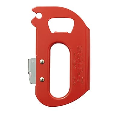 Japanese Classic Metal Can Opener, Stainless Steel, Ergonomical, Square, Red, Made in Tsubame, Japan