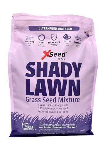 X-Seed Ultra Premium Shady Lawn Grass Seed Blend – Heavy Shade Grass Seed Mixture – Grows Thick in Shady Areas, Performs Well in Poor Soils, Requires Less Fertilizer and Water – 3 lbs.
