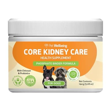 Pet Wellbeing Core Kidney Care for Dogs - Daily Phosphate Binder, Supports Healthy Kidney Function with FOS, Chitosan, Probiotics - Veterinarian-Formulated 5.08 oz (144 g) Powder