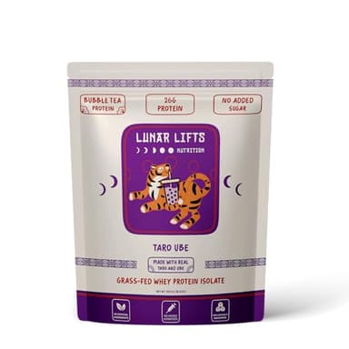 Lunar Lifts Nutrition Taro Ube Boba Tea Protein Powder | 26g Taro Milk Tea Powder | Whey Protein Isolate Powder | Bubble Tea High Protein Powder | No Added Sugars or Artificial Ingredients