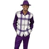 MONTIQUE Walking Suit For Men 2 Piece Set - long Sleeve Shirt and Long Pants, Solid Colors