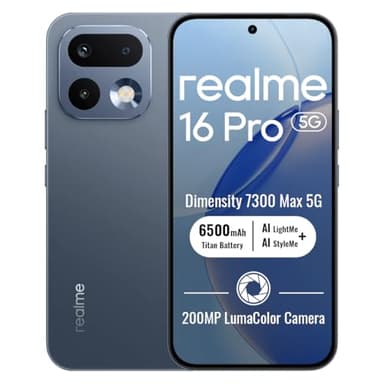 realme 16 Pro 5G Unlocked Smartphone 8+512GB Grey, 144Hz AMOLED Display, 7000mAh Battery, 80W SuperVOOC, 50+200MP Camera, MediaTek Dimensity 7300 Max 5G Chipset, IP69