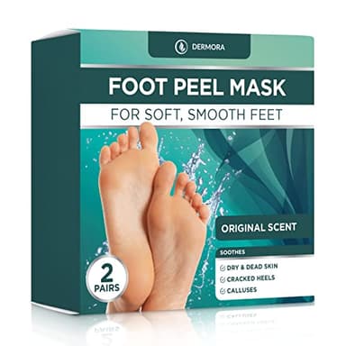 DERMORA Foot Peel Mask | Skin Exfoliating Foot Masks for Dry, Cracked Feet & Callus Removal | Dead Skin Exfoliator for Baby Soft Feet | Pack of 2 | Regular (Fits up to Men 10 / Women 11) | Original