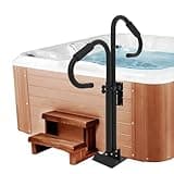 Neorexon Two-Way Hot Tub Handrails, 38"-58" Adjustable Height SPA Handrail w/360 Swivel Option, Hot Tub Railing to Get in and Out, 600LBS SPA Side Handrail w/Slide Under Mount Base for Indoor&Outdoor