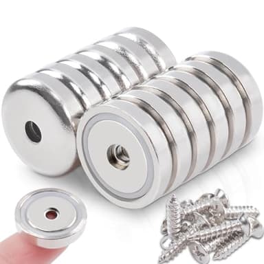 12 Pcs Neodymium Cup Magnet with Holes, 22 lbs Pulling Force 0.79"(20 mm) Strong Rare Earth Magnets Round Heavy Duty with Countersunk Hole, for Wall Hanging, Tool Room, Workplace, Kitchen
