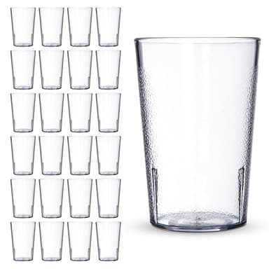 Carlisle FoodService Products Stackable Tumbler with Pebbled Exterior for Kitchen, Restaurants, And Fast Food, Plastic, 8 Ounces, Clear, (Pack of 24)