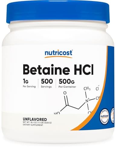 Nutricost Betaine HCl Powder 500 Grams - Gluten Free, Non-GMO