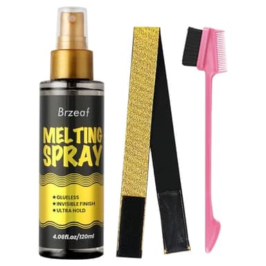 Brzeaf Lace Melting Spray And Wig Band(120ml), Extreme Hold, Melting Spray For Lace Wigs, Strong Natural Finishing Hold, Dries Quickly, Wig Melting Spray & Hair Adhesive for Wigs