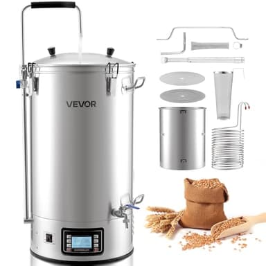 VEVOR Beer Brewing Equipment, 16 Gal/60L Beer Maker with Anti-Burn Pump and Wort Chiller,3000W All-in-One Home Brewing Kit with Digital Control, Recipe Memory & Timer, Removable mesh strainer