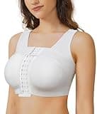 BRABIC Front Closure Compression Wireless Everyday Bra for Women Post Surgery Posture with Breast Support Band (US, Alpha, Large, Regular, Regular, White)