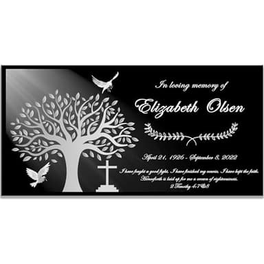 Personalized Human Memorial Stone, Black Granite Grave Stone, Headstones for Graves, Grave Markers for Cemetery for Humans, Grave Marker, Outdoors Memorial Plaque, Grave Decorations for Cemetery
