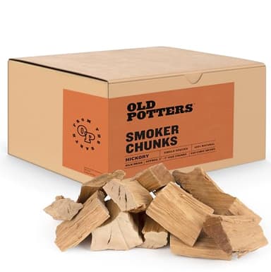 Old Potters Smoker Wood Chunks 13-16 lbs for Grilling, Smoking, and Wood Fire Cooking ~ 2 x 3 Inches, (Hickory, 790 Cu in.)