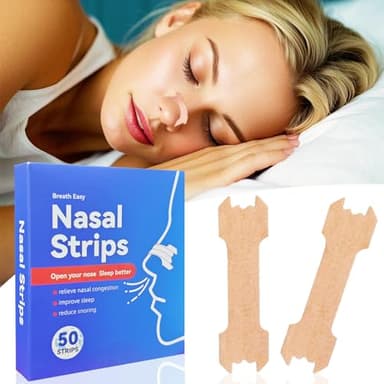 50Pcs Nasal Strips for Snoring, Nose Strips for Breathing, Snoring Aids for Men & Women, Helps Reduce Snoring & Improves Sleep