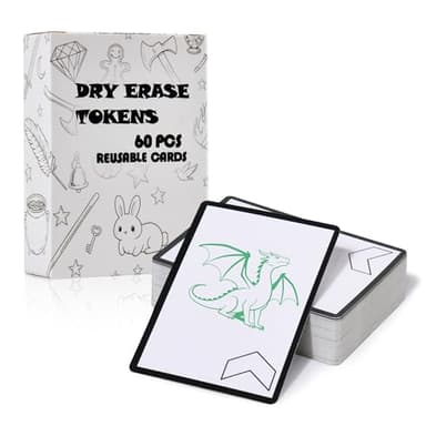 MTG Token Cards Set of 60, Double-Sided Reusable Dry Erase Token Cards Infinitokens, Blank Tokens for MTG, DND and TCG, Proxy Flash Index